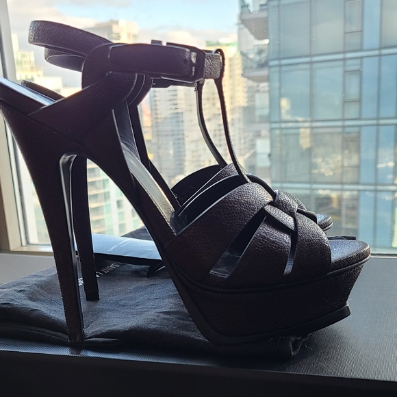YSL Saint Laurent Tribute Heels in Deep Maroon, size US 6.5 / 36.5 LIKE NEW - Picture 8 of 8